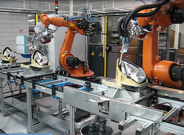 Ilot robotis&eacute; d&eacute;pose colle et assemblage phare 1