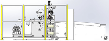 Machine de pr&eacute;paration d'affiches &agrave; partir de la bobine d'impression (vue c&ocirc;t&eacute;)