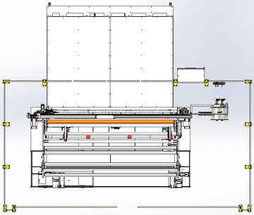 Machine de pr&eacute;paration d'affiches &agrave; partir de la bobine d'impression (vue dessus)